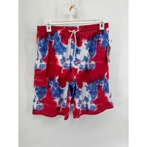 Americana Mens Tie Dye Swim Trunks Quick Dry Cargo Shorts Large NWT